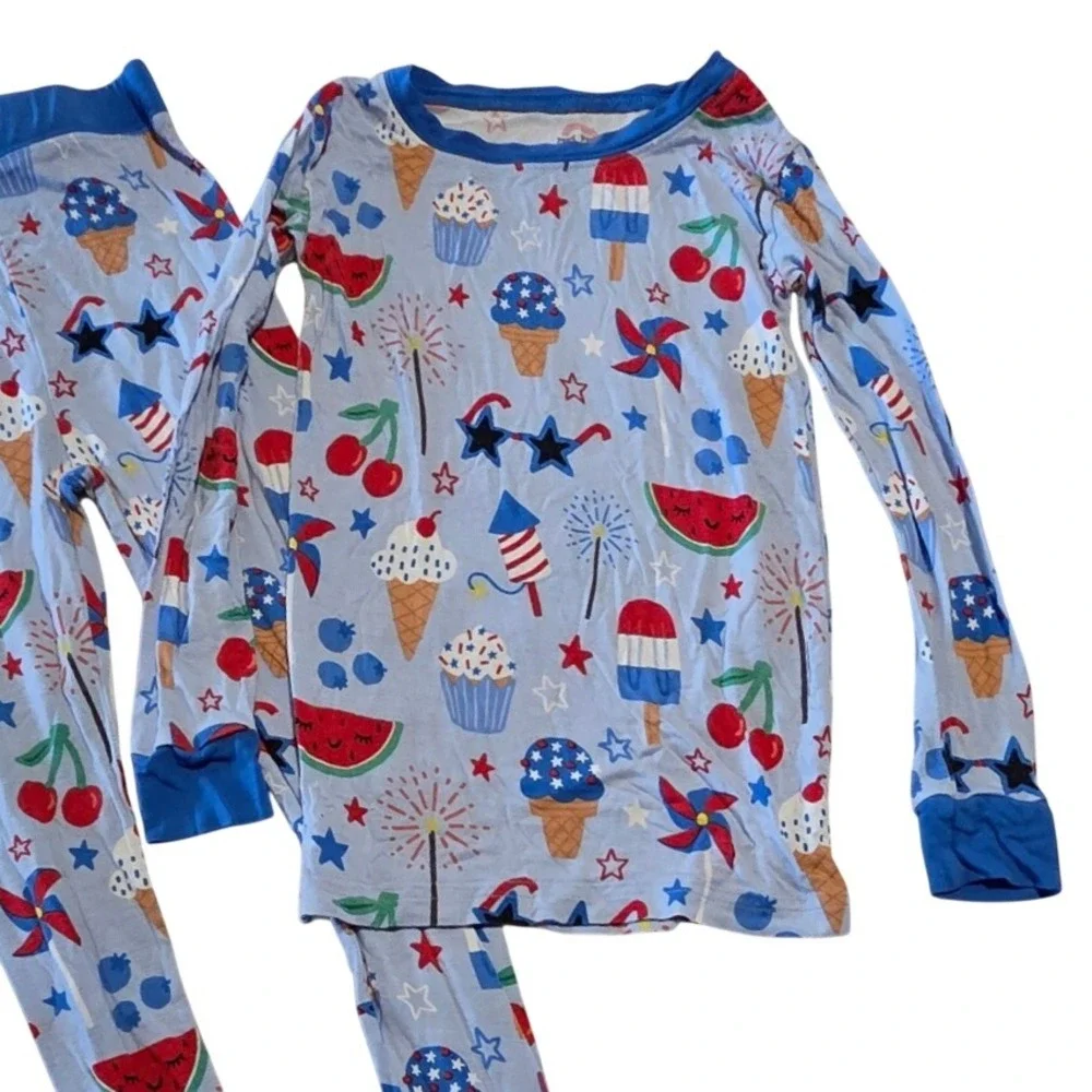 Little Sleepies Stars Stripes And Sweets 4T Toddler Bamboo Pajama Set Unisex